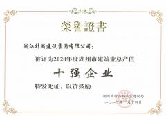 2020年度湖州市建筑业总产值